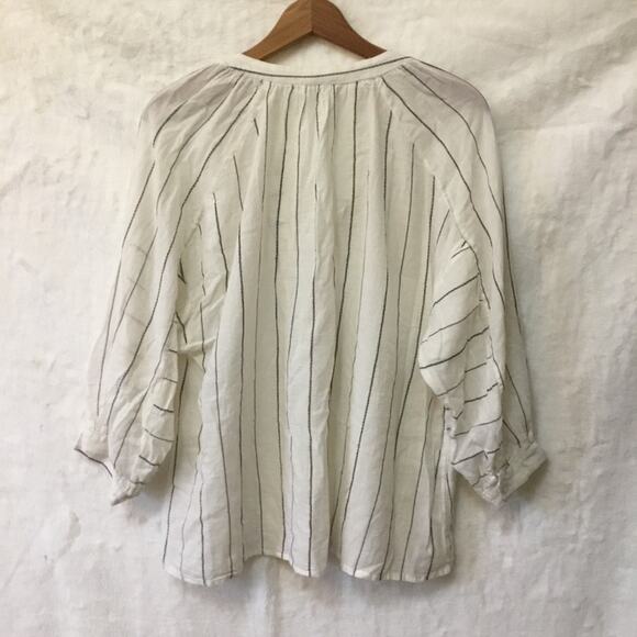 Joie White and Black Striped Peasant Tassel Top - Picture 11 of 15